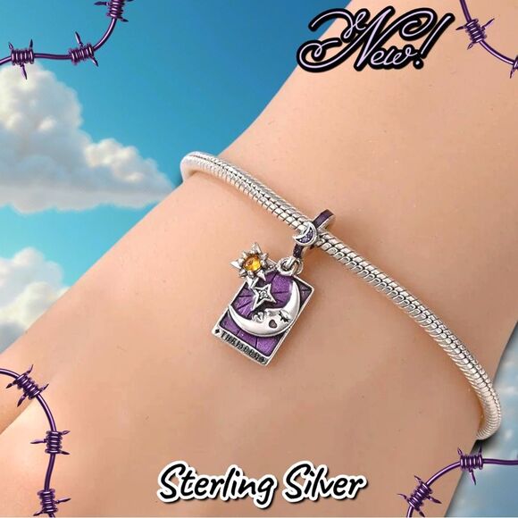 NEW The Moon Tarot Card Dangle Charm – Sterling Silver 925 - Picture 3 of 3